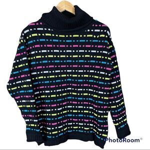 Vintage cotton knit ribbon turtleneck sweater